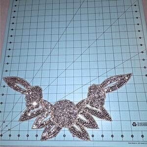 Flower neckline applique silver set of 2